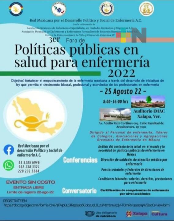 Se realizará en Xalapa foro sobre políticas públicas en enfermería