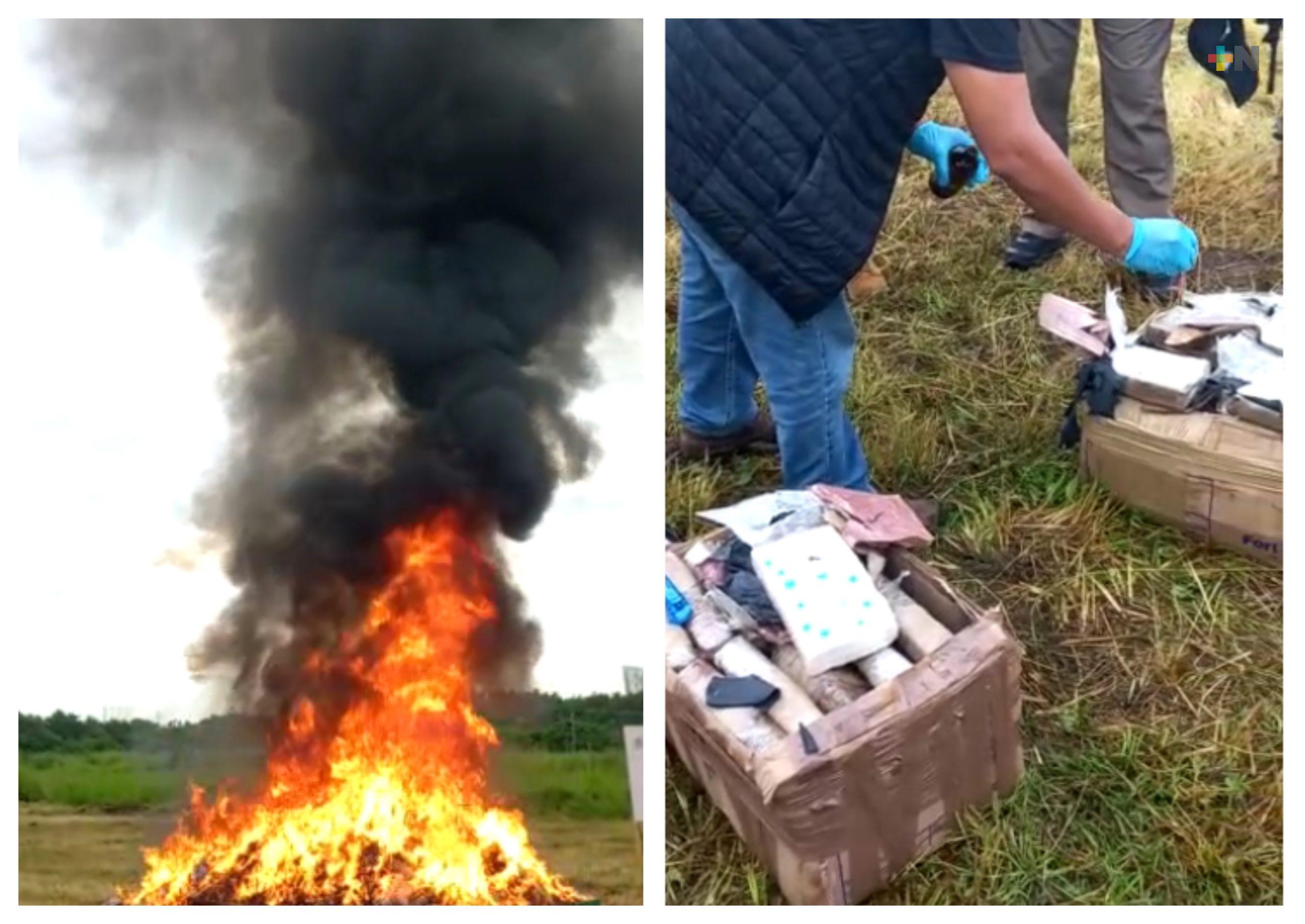 FGR y Semar incineran más de media tonelada de droga incautada en Veracruz