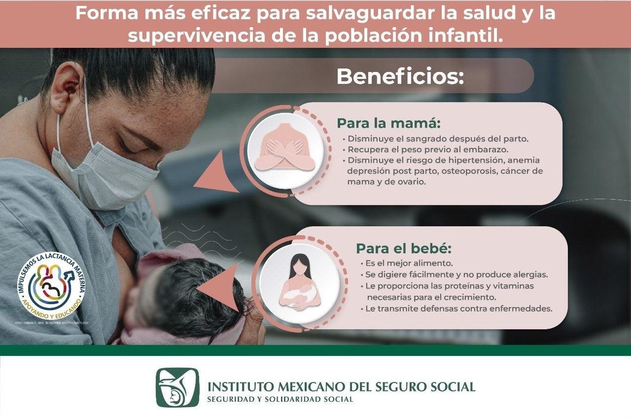 IMSS invita a conocer los beneficios de la lactancia para madre y bebé