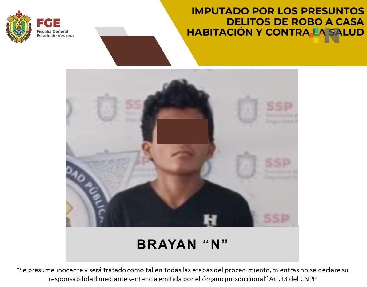 Brayan «N» imputado por presunto robo a casa habitación y delitos contra la salud