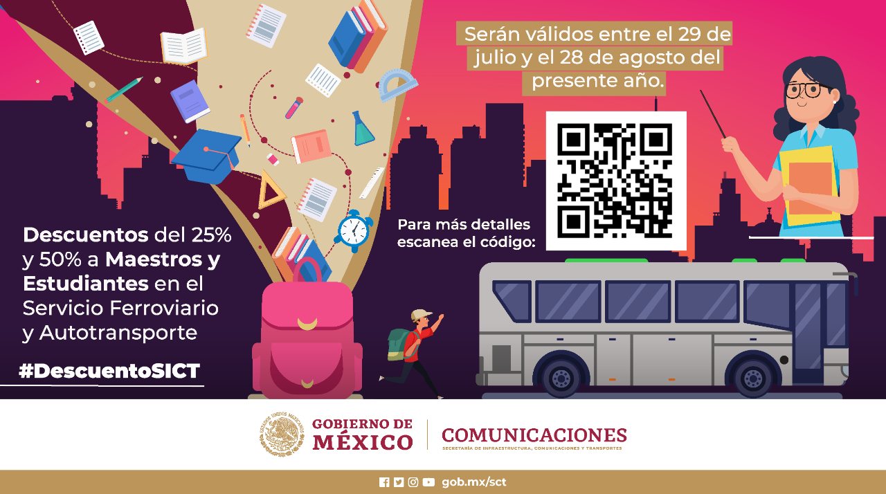 En vigor, descuentos a maestros y estudiantes que viajen por ferrocarril o autotransporte