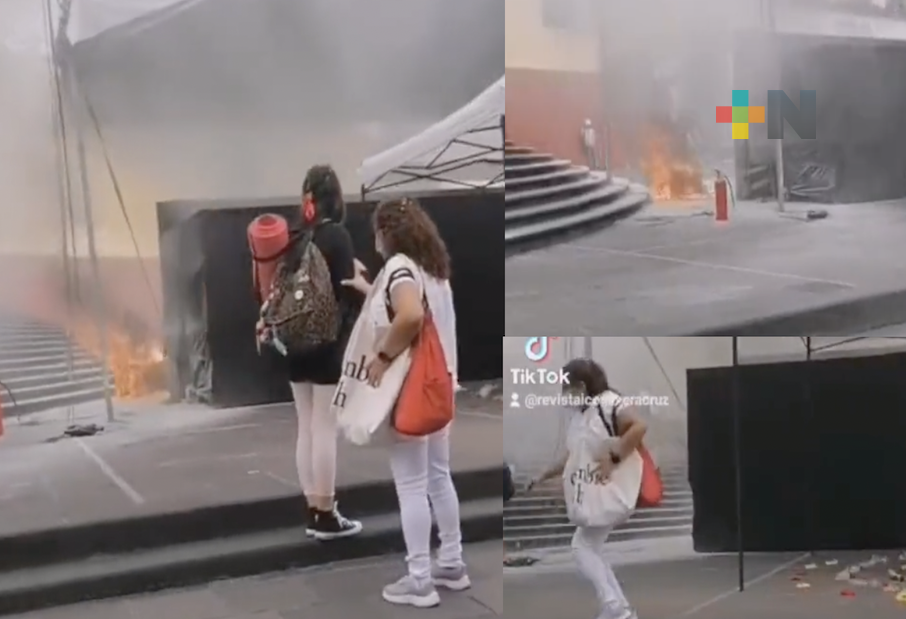 Reportan conato de incendio en Plaza Lerdo