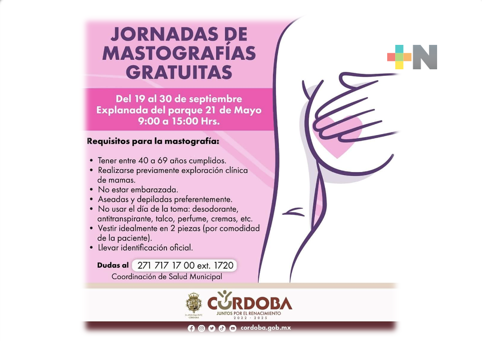 Realizarán Sesver y Córdoba jornada de mastografías gratuitas