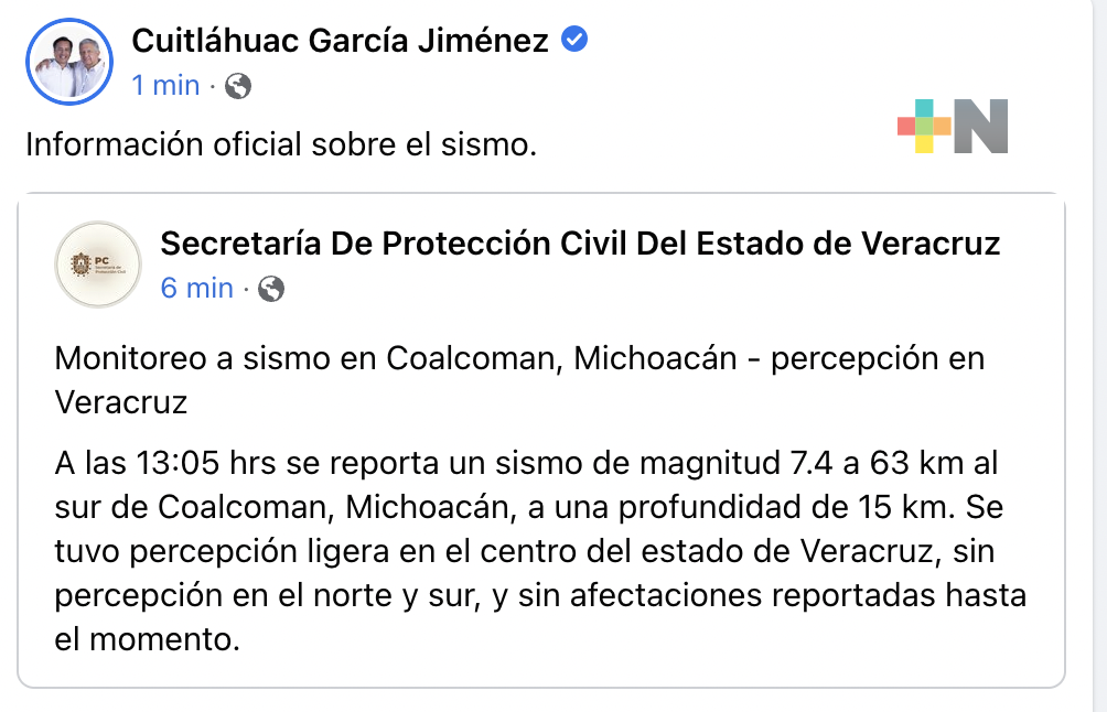 Sismo de Michoacán se sintió ligeramente en centro del estado, sin afectaciones: Gobernador