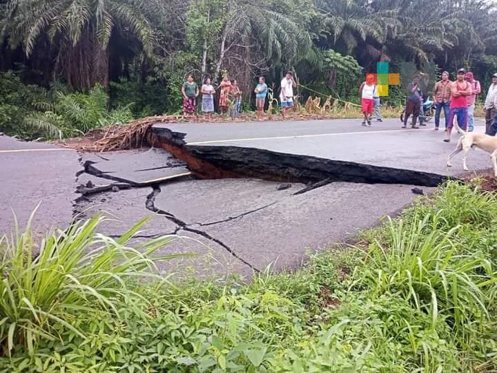 En Acayucan, colapsa carretera costera del Golfo; no hay personas lesionadas