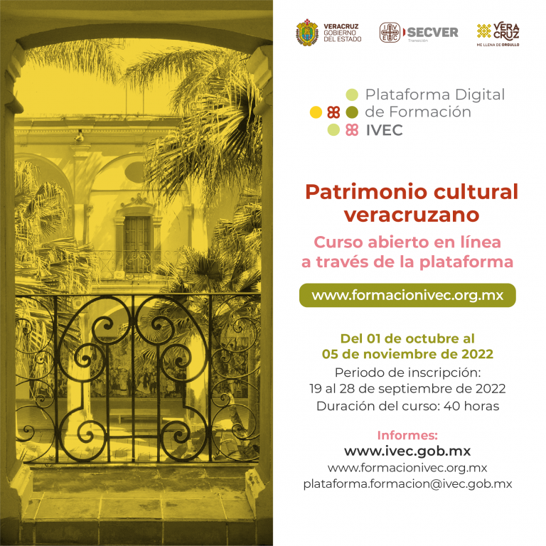 Invita IVEC a participar en el curso Patrimonio Cultural Veracruzano a través de la Plataforma Digital de Formación
