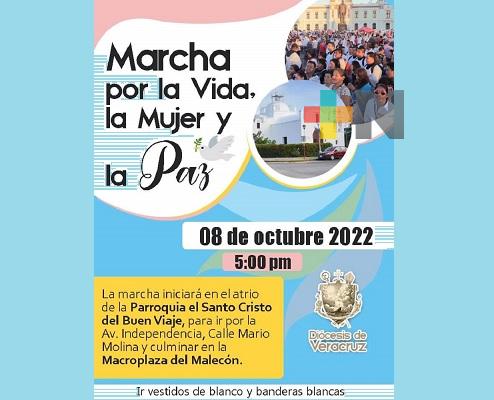 Diócesis de Veracruz realizará marcha en pro de las mujeres, la vida y la paz