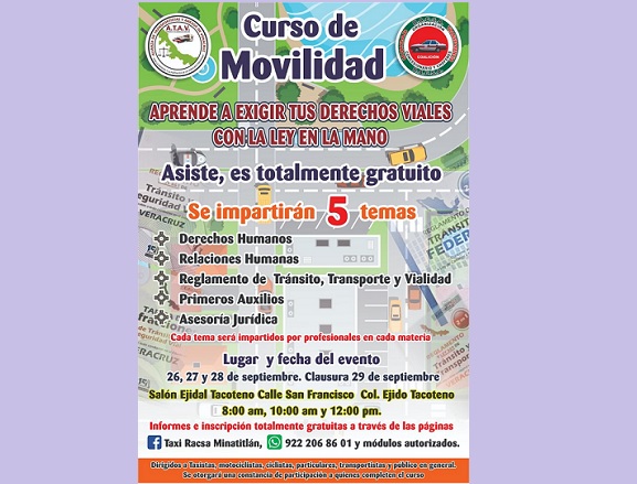 Realizarán curso de movilidad para conductores en Coatzacoalcos