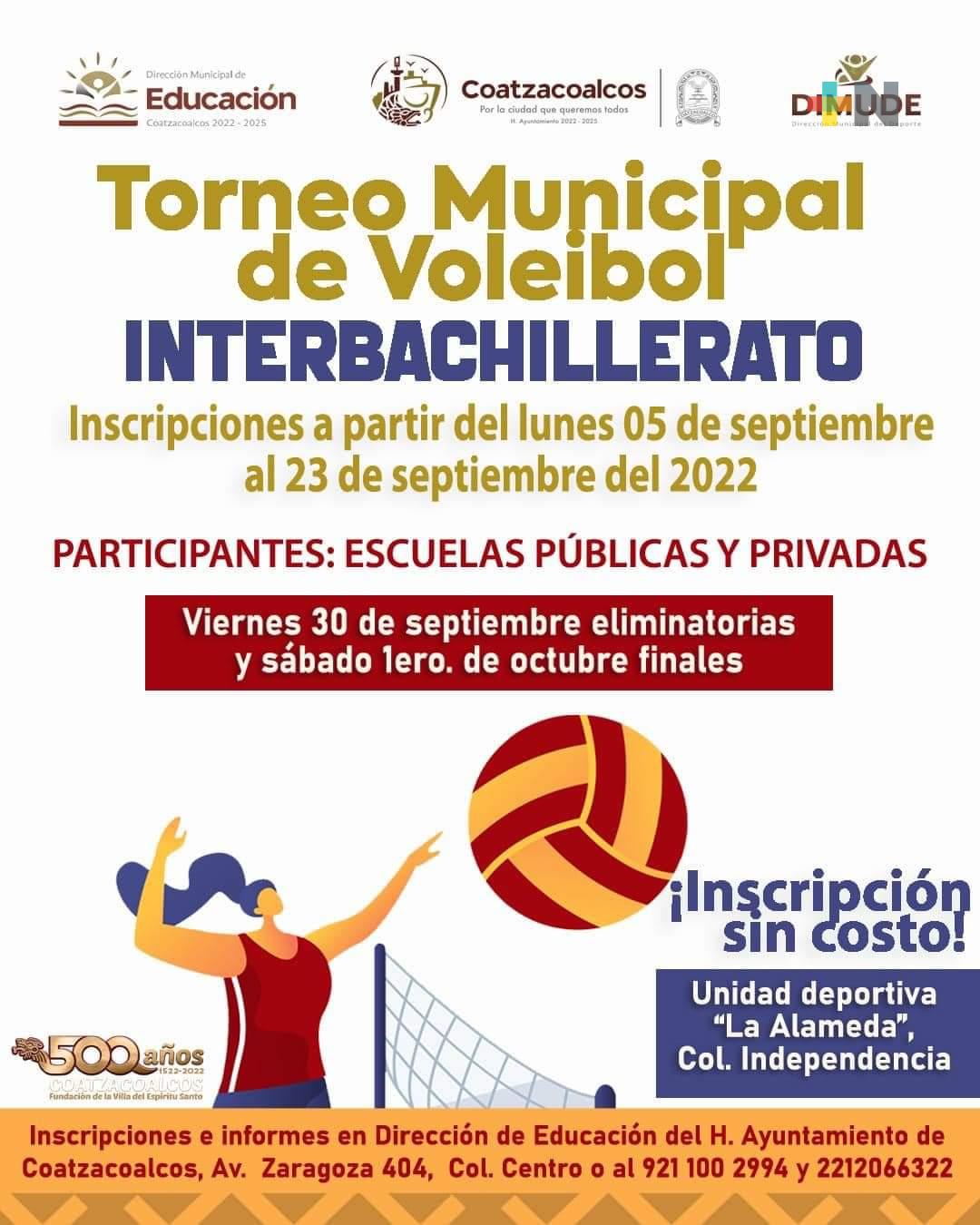 Promueven torneo de voleibol entre bachilleratos de Coatzacoalcos