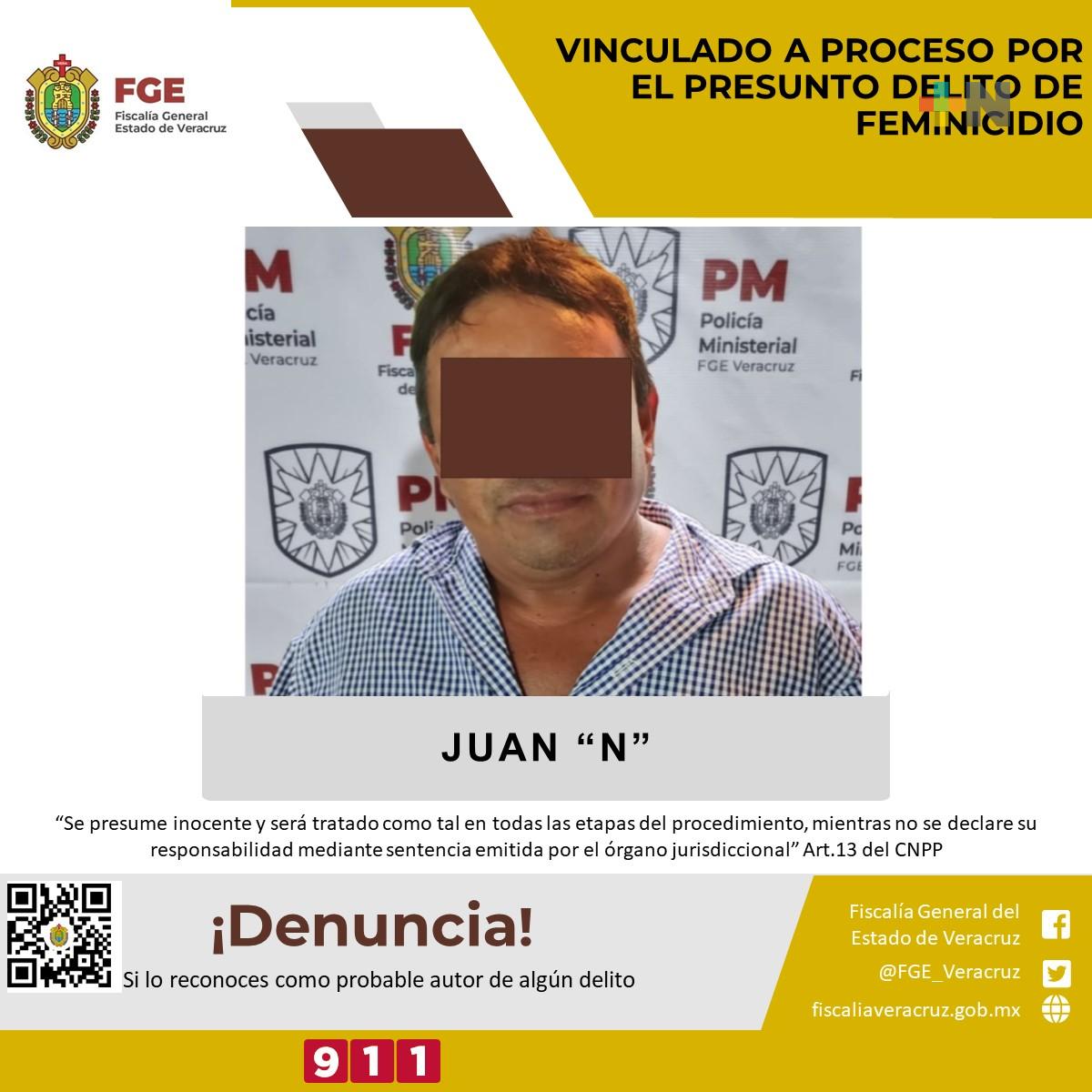 Vinculado a proceso por el presunto delito de feminicidio en Veracruz