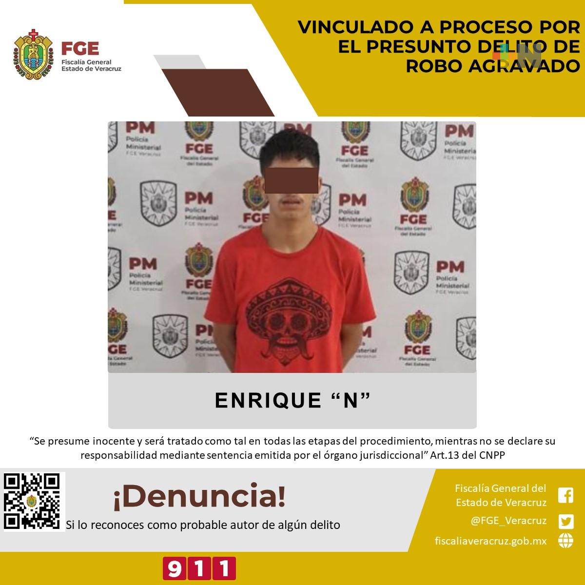Enrique «N» es vinculado a proceso por el presunto delito de robo agravado