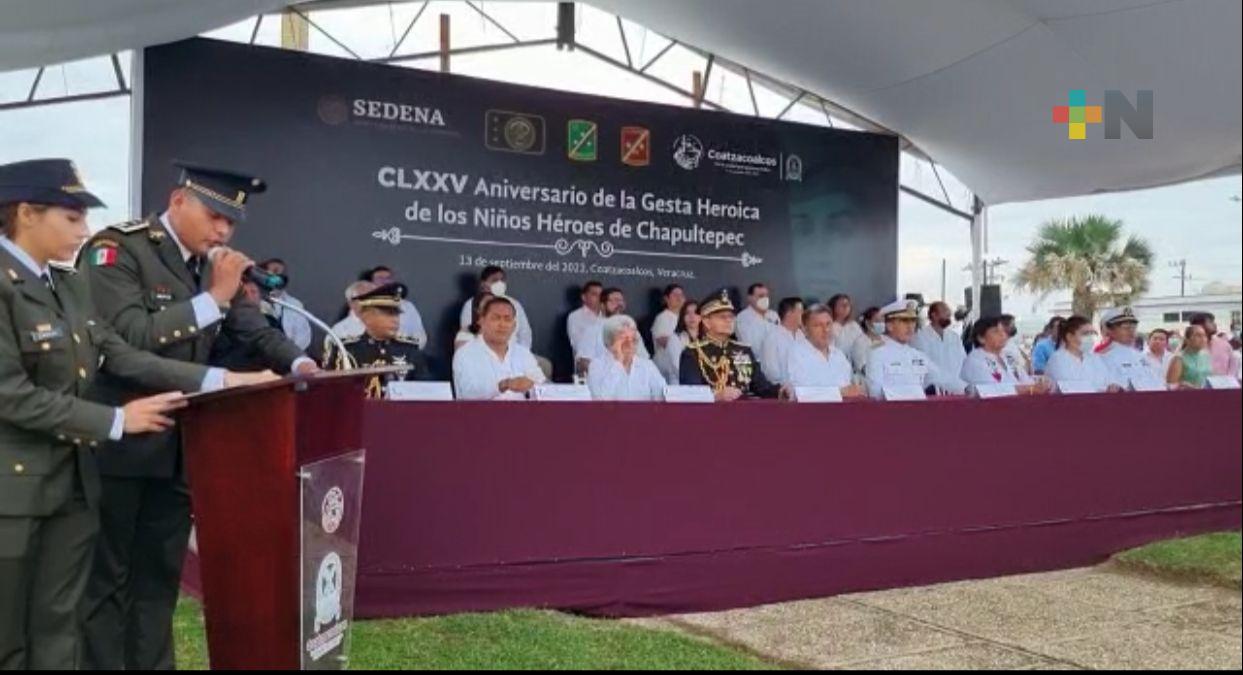 En Coatzacoalcos, autoridades participan en ceremonia de la gesta heroica de los Niños Héroes