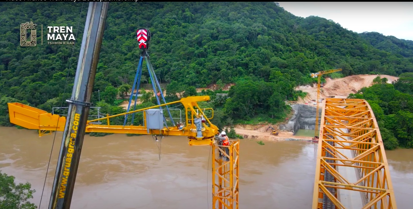 En Tabasco, avanza puente en Boca del Cerro para abrir paso al Tren Maya sobre río Usumacinta