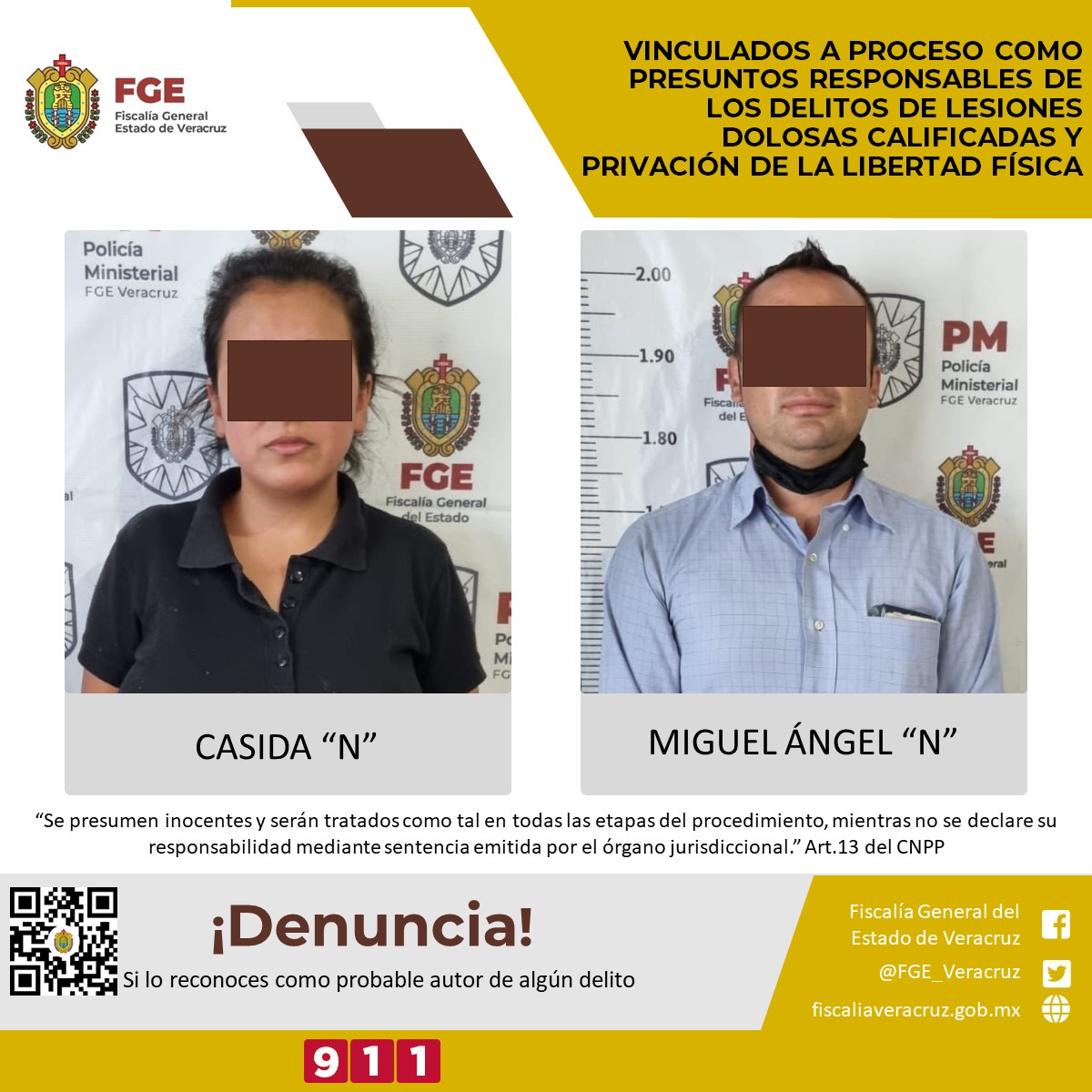 Vinculan a proceso a Miguel Ángel “N” y Casilda “N”