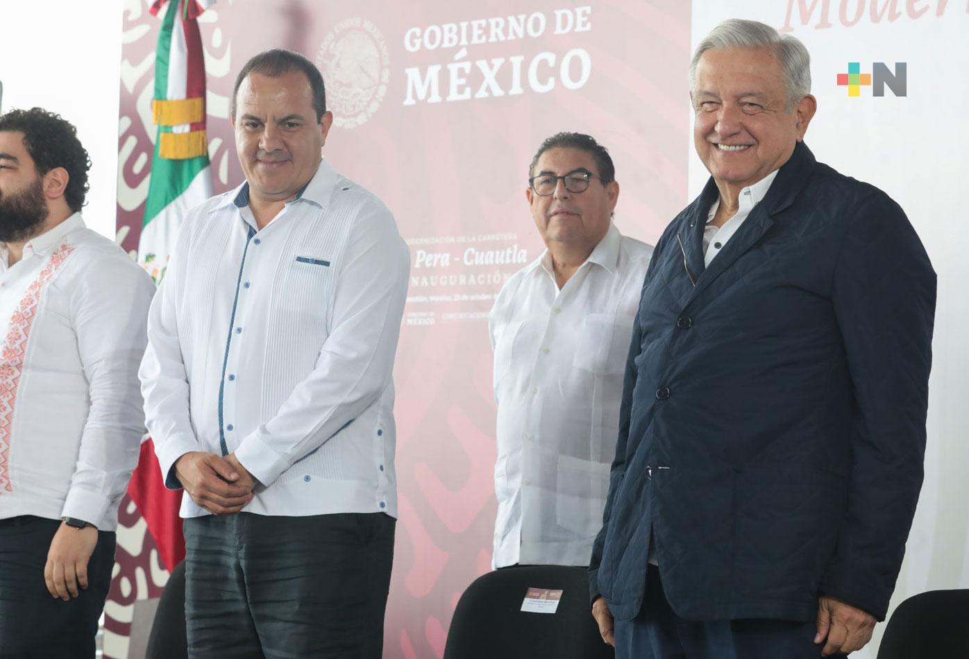 Presidente inaugura modernización de carretera La Pera-Cuautla en Morelos