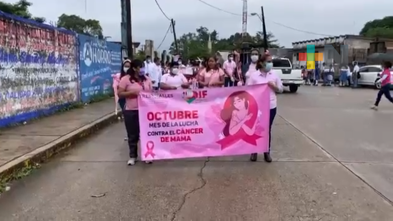 Realizan marcha en Tres Valles por la prevención del cáncer de mama