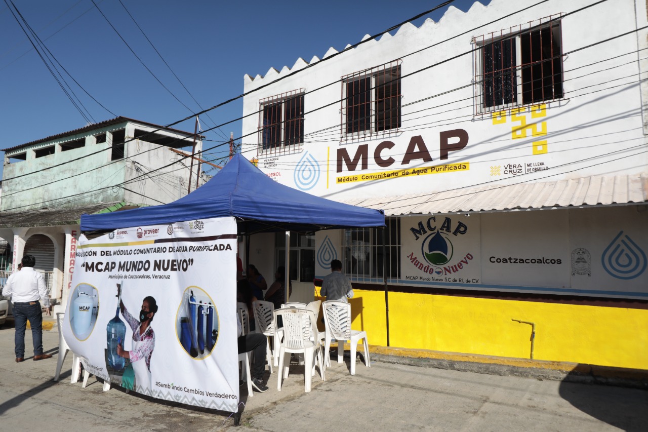 Sedesol lleva módulo de agua purificada a localidad Mundo Nuevo