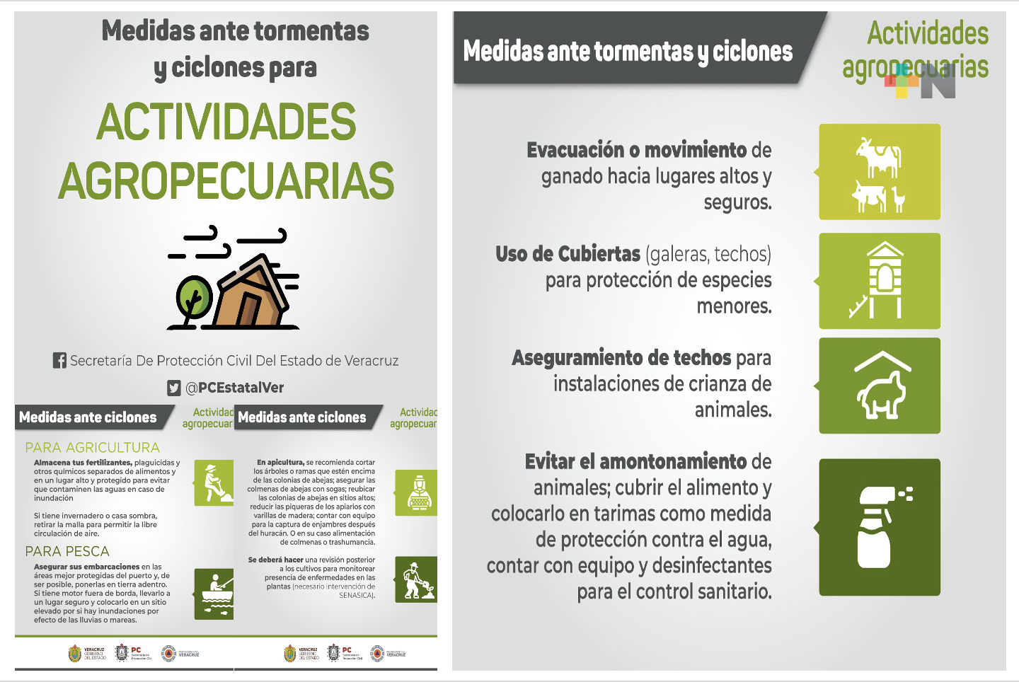Emite SPC recomendaciones a población que realiza actividades agropecuarias, ante tormentas y ciclones