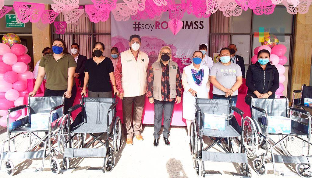 Dona Voluntariado IMSS Veracruz Norte, bolsas, sillas de ruedas y colchones de aire