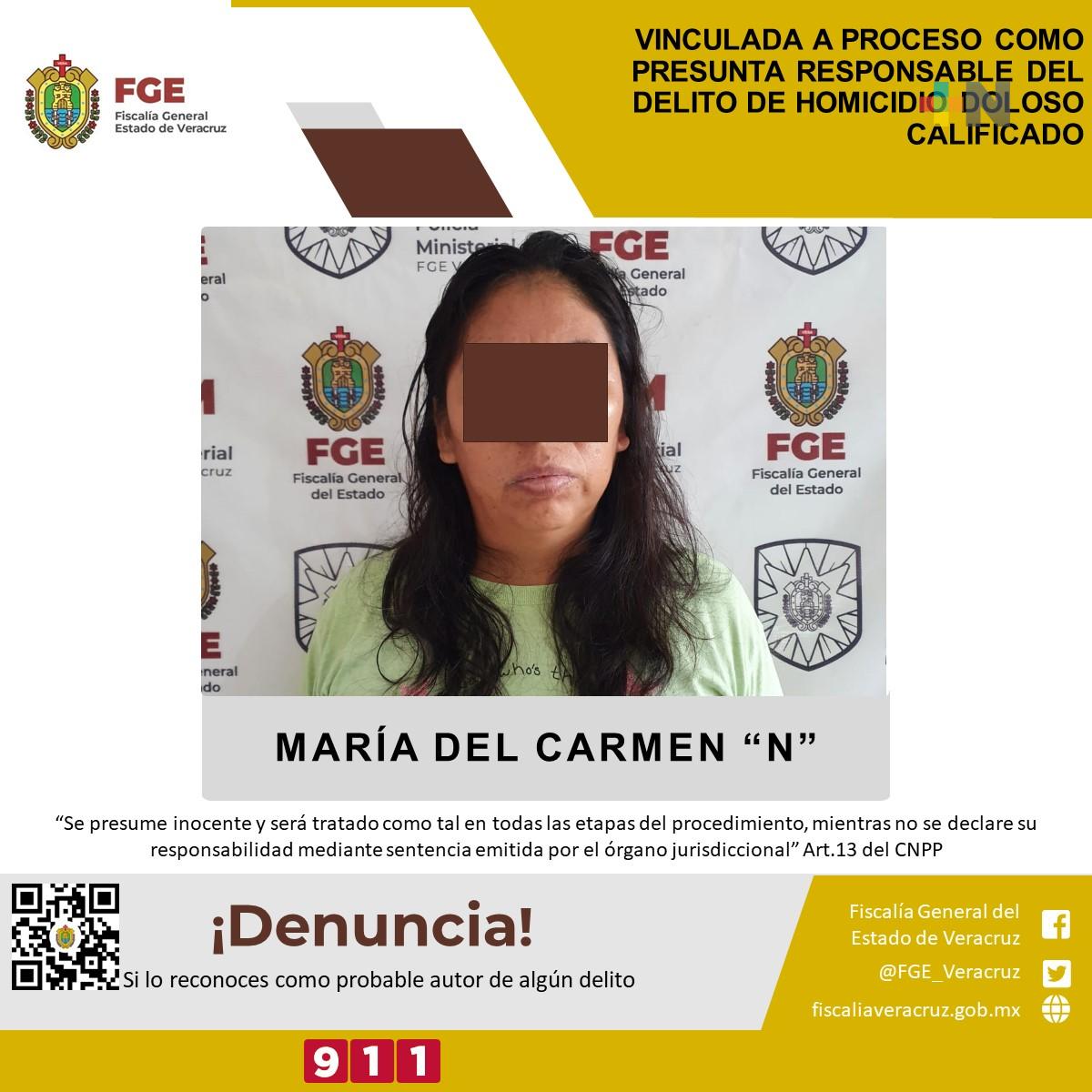 María del Carmen «N» fue vinculada a proceso por homicidio doloso calificado