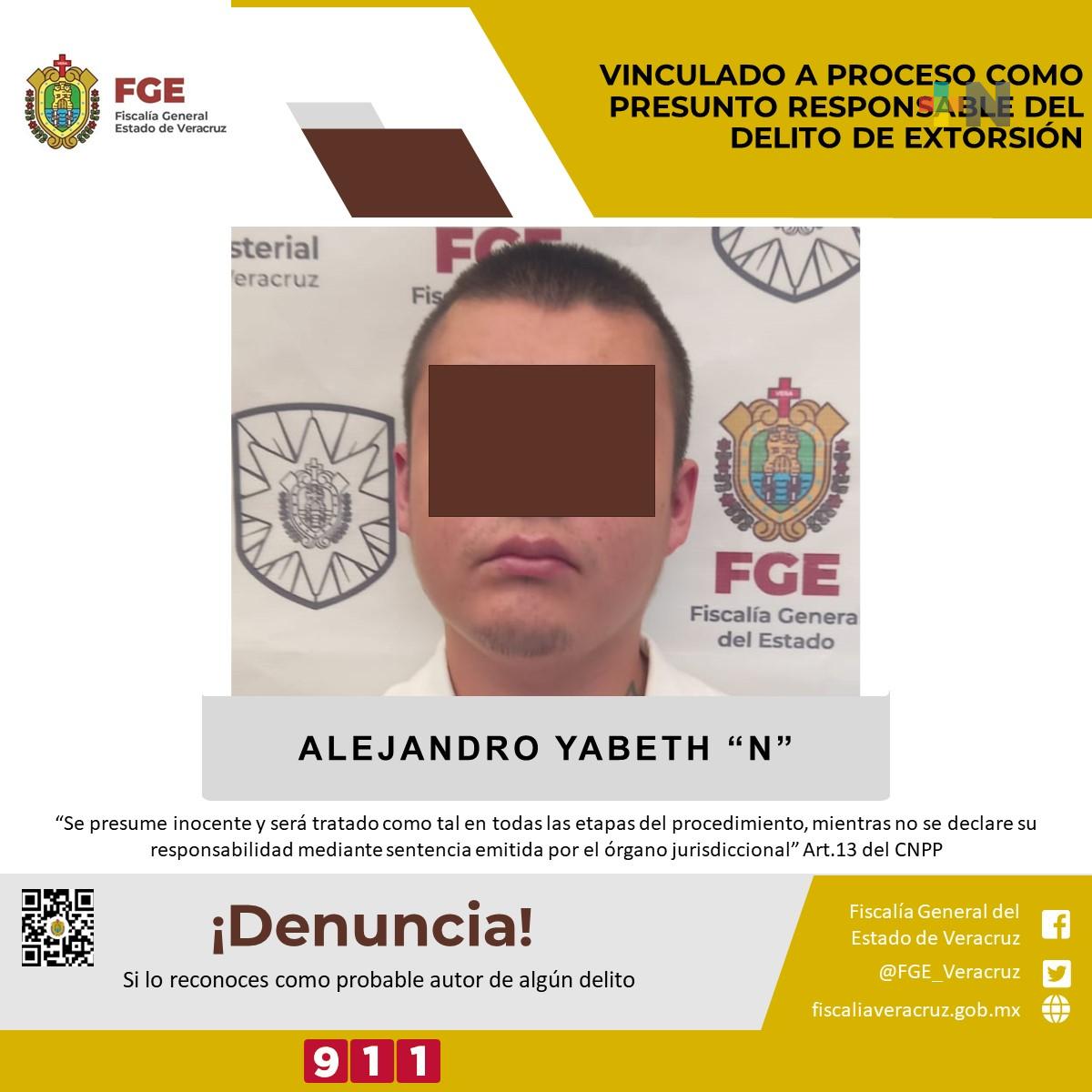 Alejandro Yabeth «N» fue vinculado a proceso como responsable de extorsión
