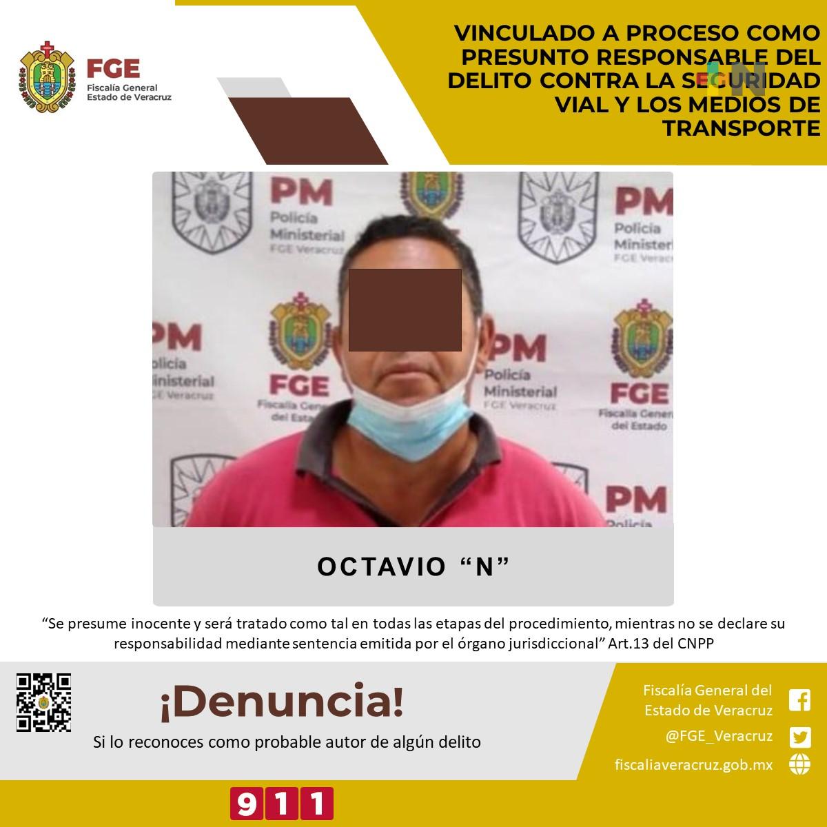 Octavio «N» fue vinculado a proceso como responsable del delito contra la seguridad vial y medios de transporte