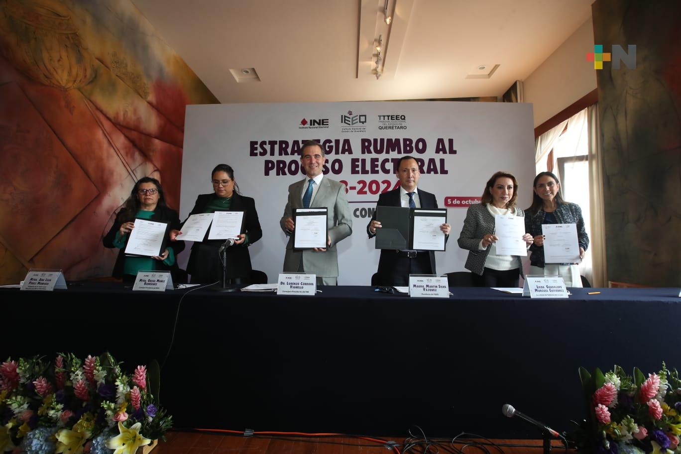 Firman autoridades electorales convenio de colaboración previo a elecciones de 2024