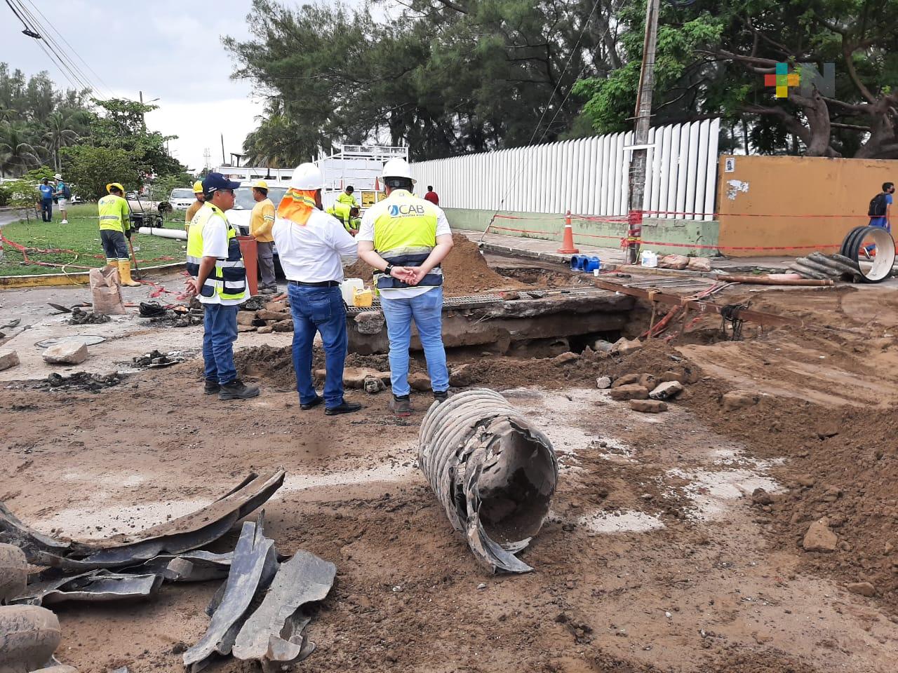Después de dos meses reparan hundimiento en avenida Reyes Heroles de Boca del Río