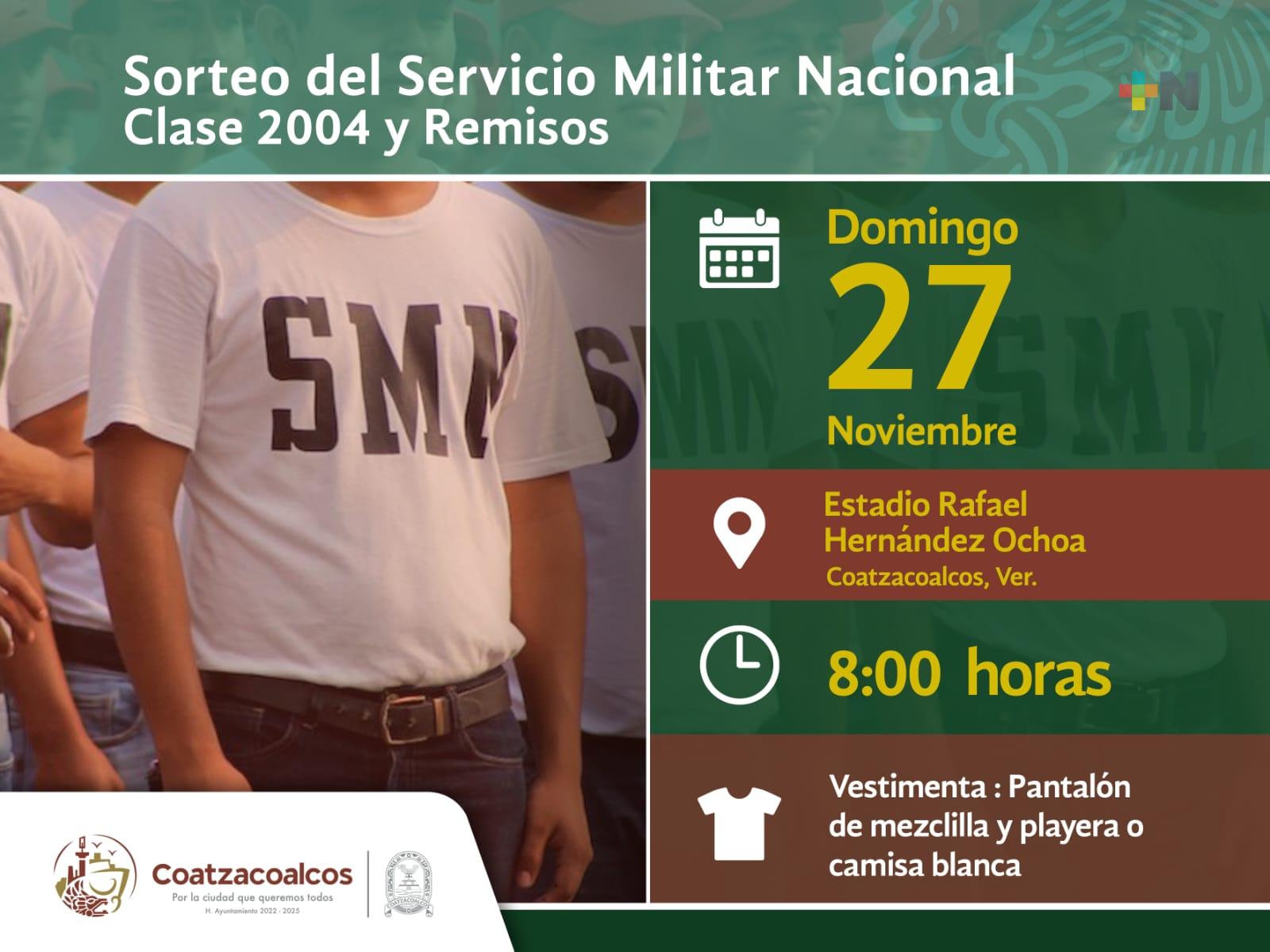 Participarán más de mil jóvenes coatzacoalqueños en sorteo de Servicio Militar