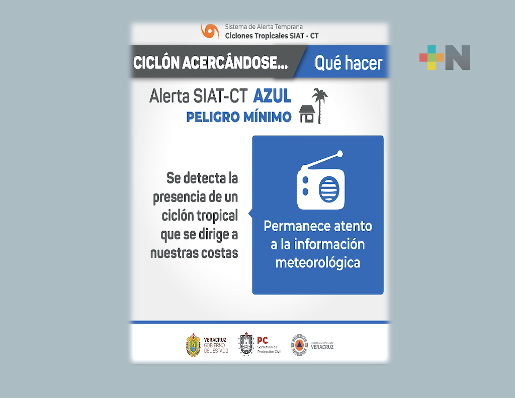 Emiten Alerta Azul para Veracruz por depresión tropical Lisa
