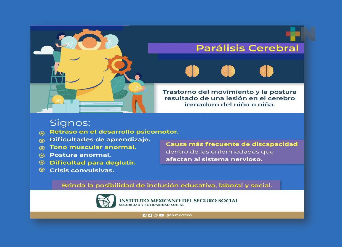 Explica IMSS Veracruz Sur sobre parálisis cerebral en menores de 2 años
