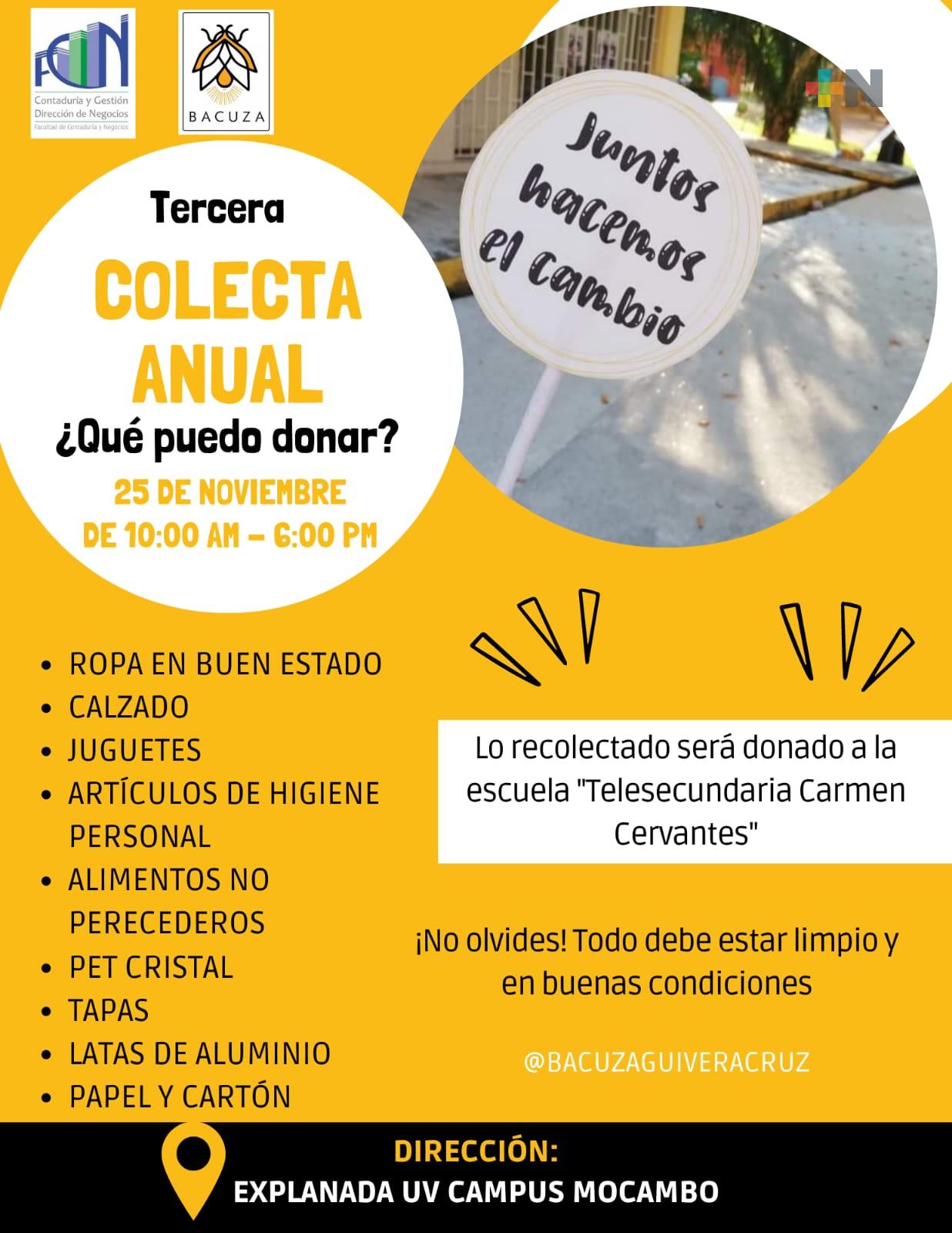 Estudiantes de UV abren jornada de donativos para ayudar a escuela y asociaciones