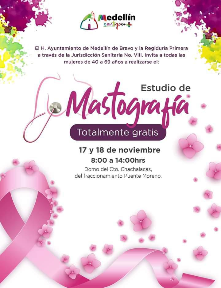 Brindarán estudios gratuitos de mastografía en Medellín de Bravo