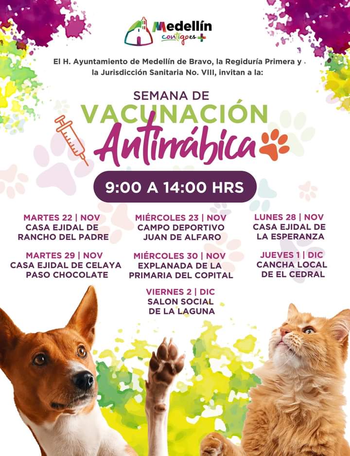 Sigue vacunación antirrábica en Medellín de Bravo