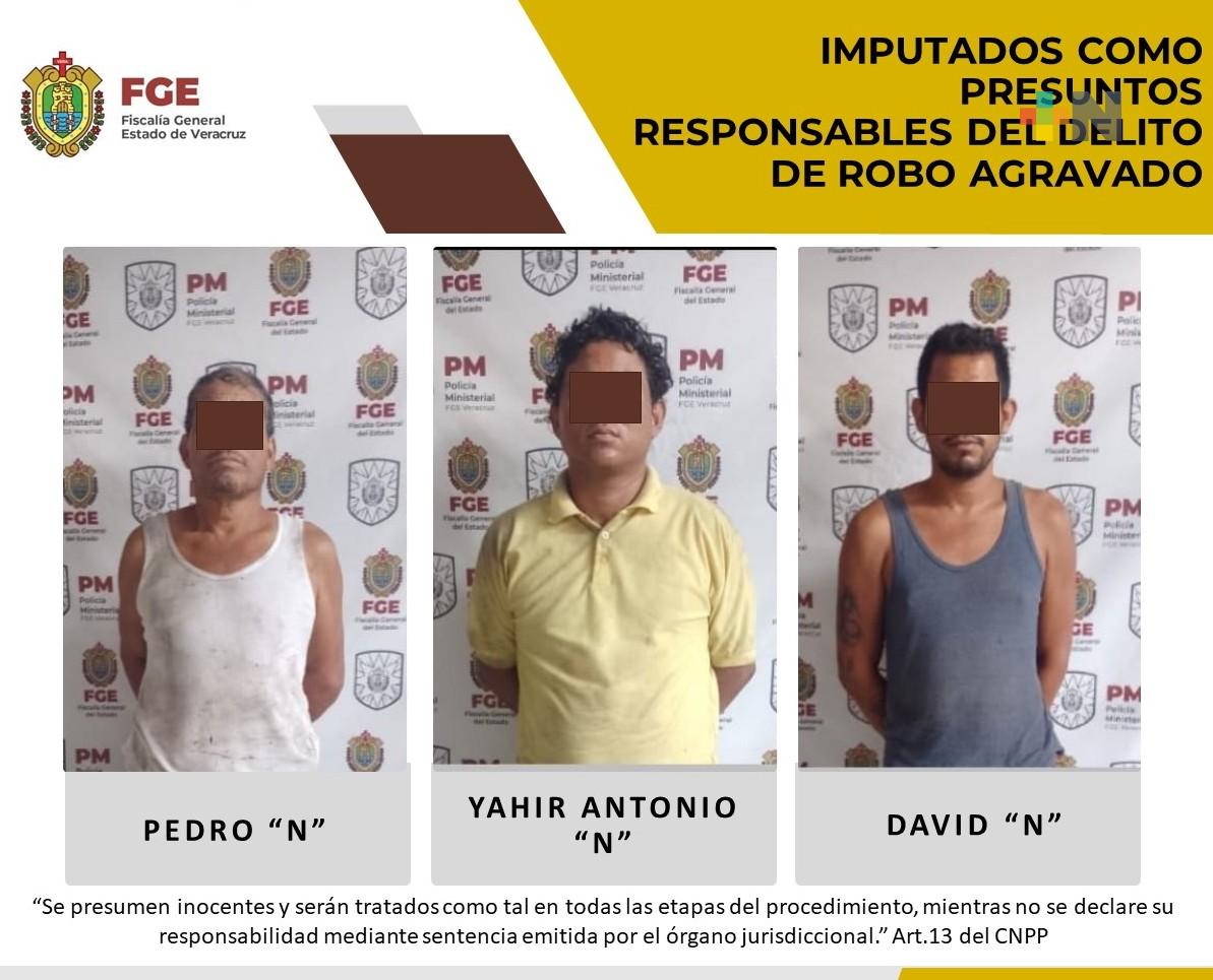 Pedro “N”, Yahir Antonio “N” y David “N” son imputados por robo agravado