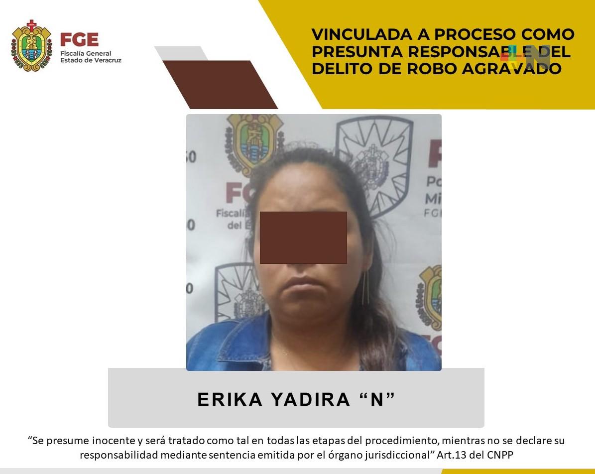 Erika Yadira «N» vinculada a proceso por robo agravado
