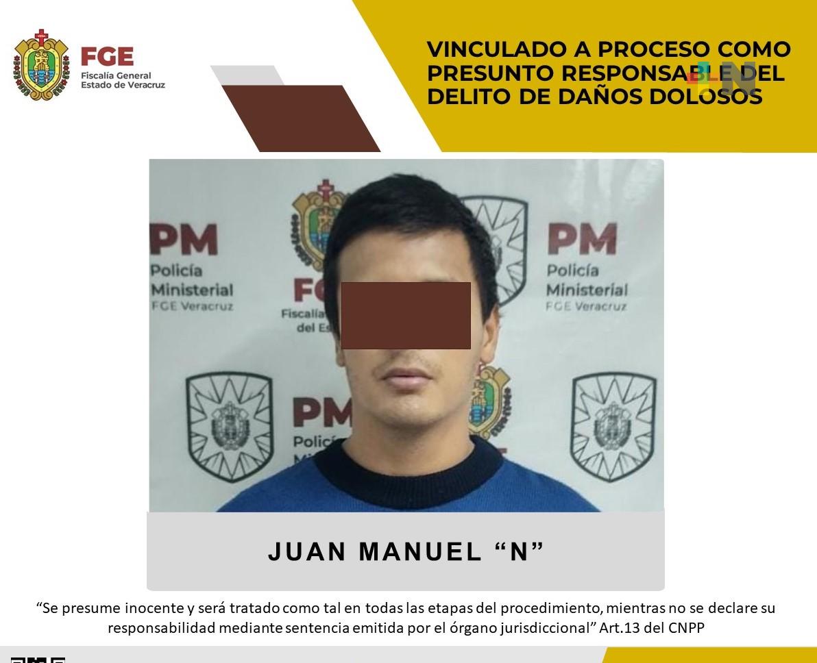 Juan Manuel «N» vinculado a proceso como responsable de daños dolosos