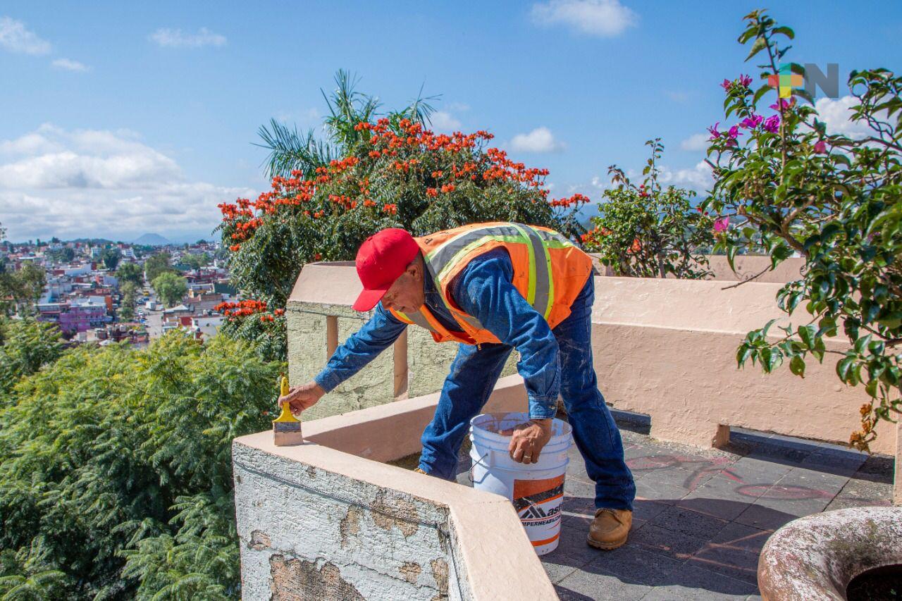 Realizan trabajos de imagen urbana en el parque Juárez