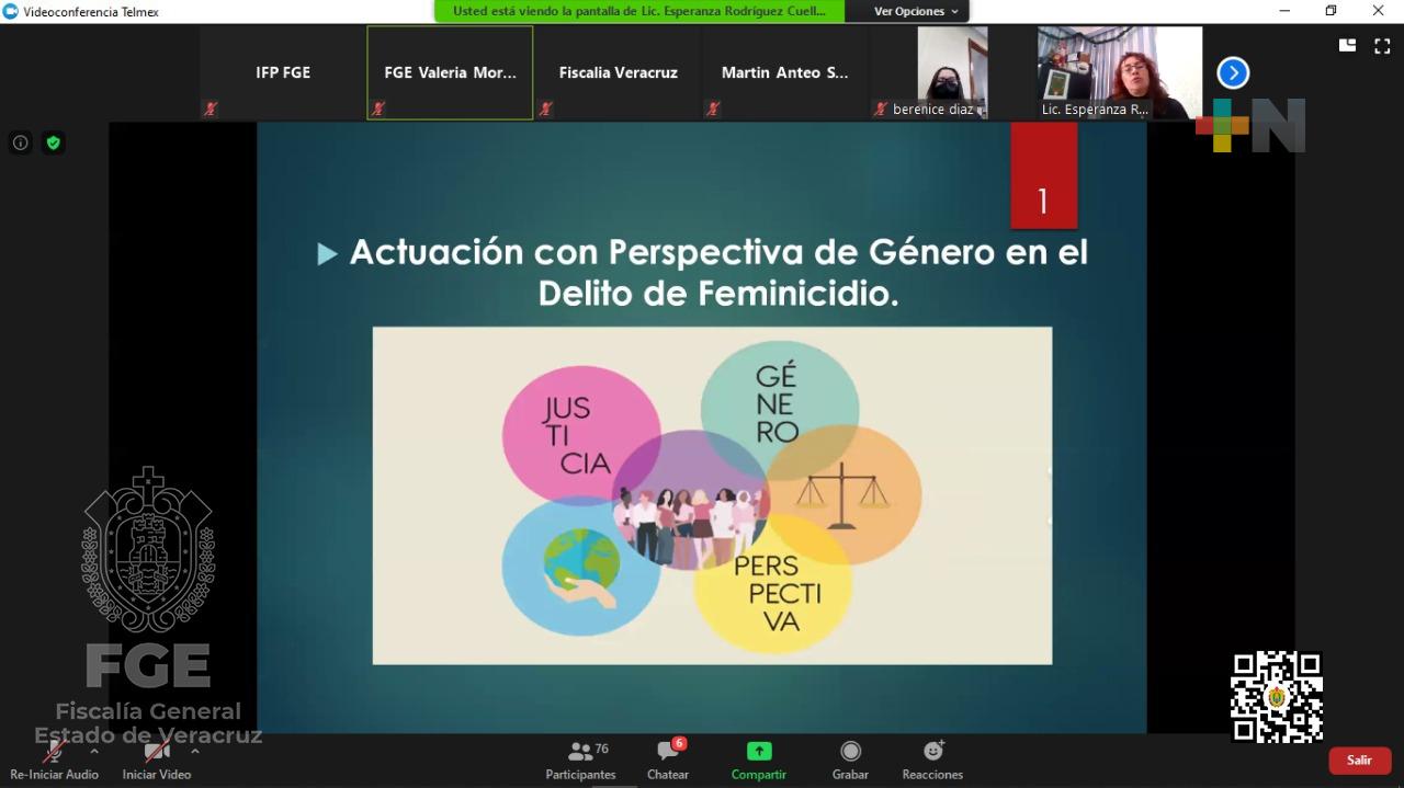 Imparte FGE curso a fiscales para investigación de feminicidios con perspectiva de género