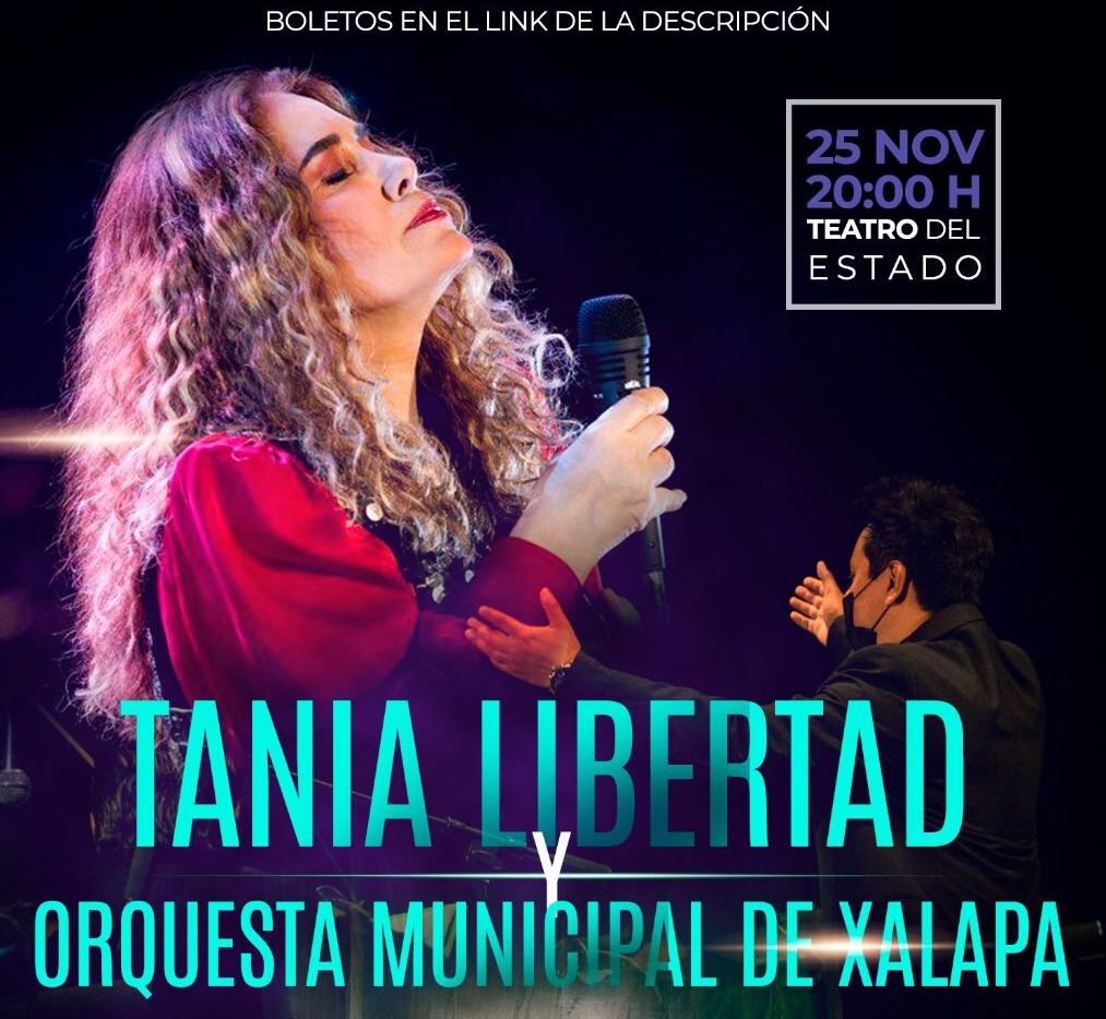 Tania Libertad y la Orquesta Municipal de Xalapa, en el Teatro del Estado