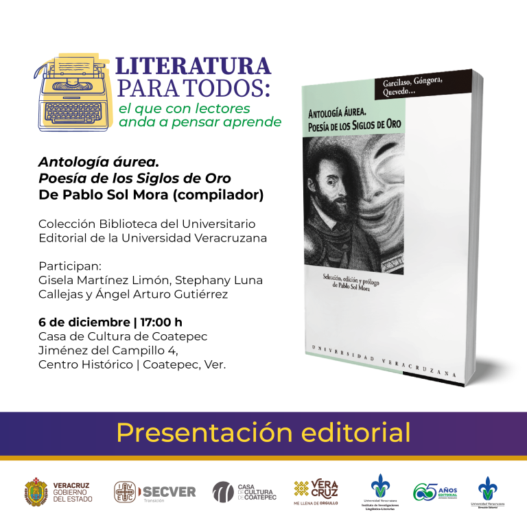Invitan IVEC y UV a la presentación del libro Antología Áurea. Poesía de los Siglos de Oro