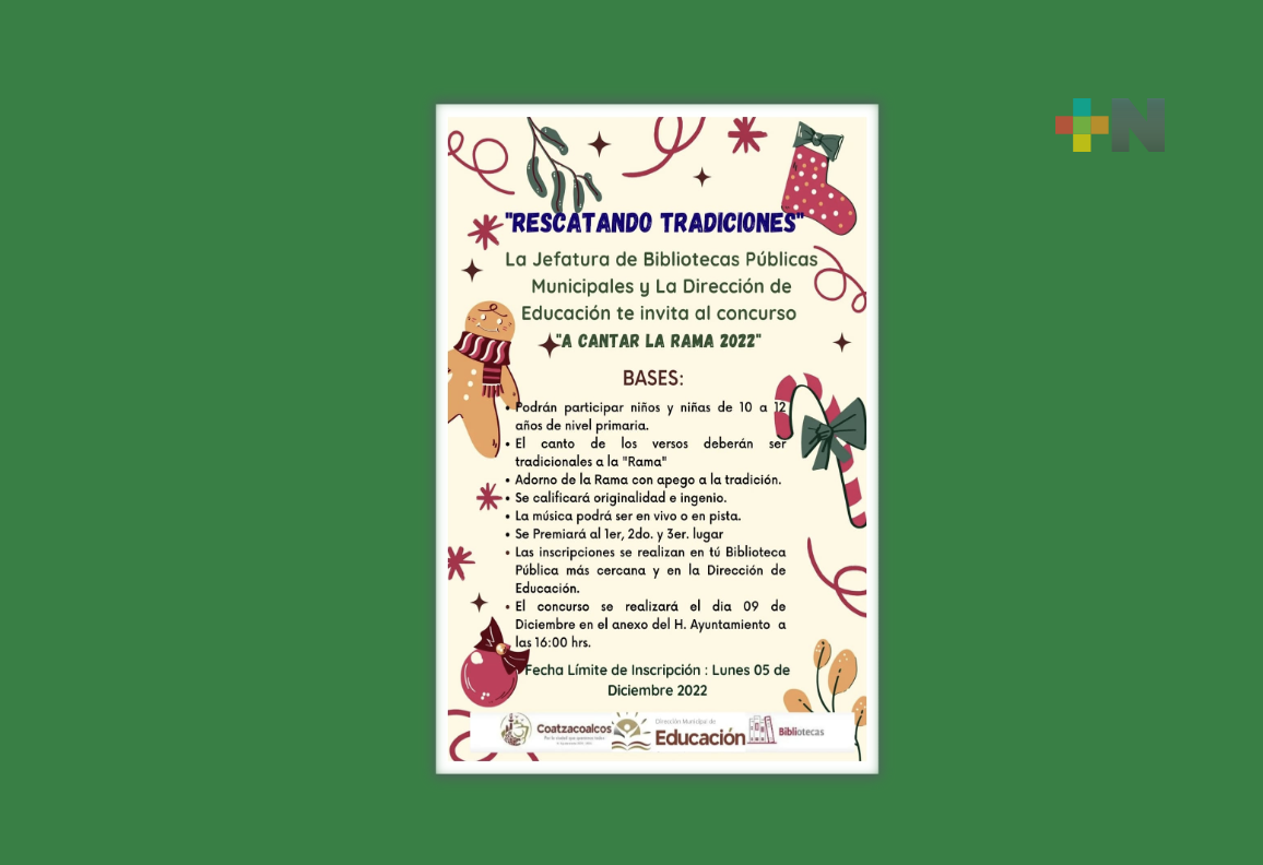 Ayuntamiento de Coatzacoalcos convoca a participar en «A cantar la rama 2022»