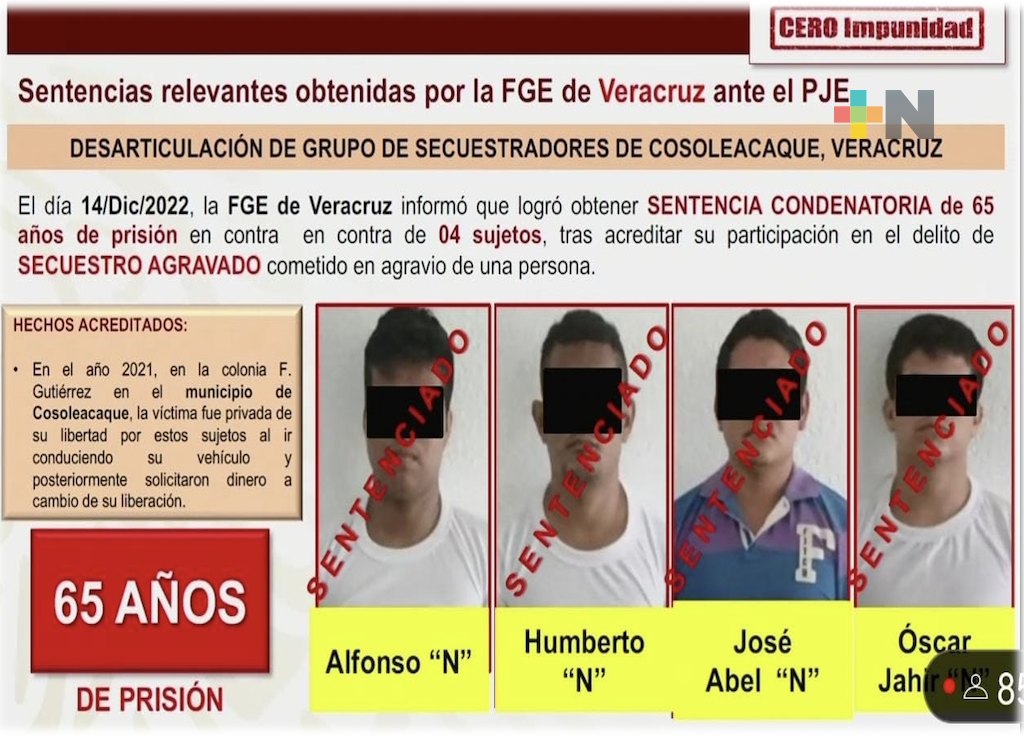 La SSPC destaca desarticulación y sentencia de secuestradores en Veracruz