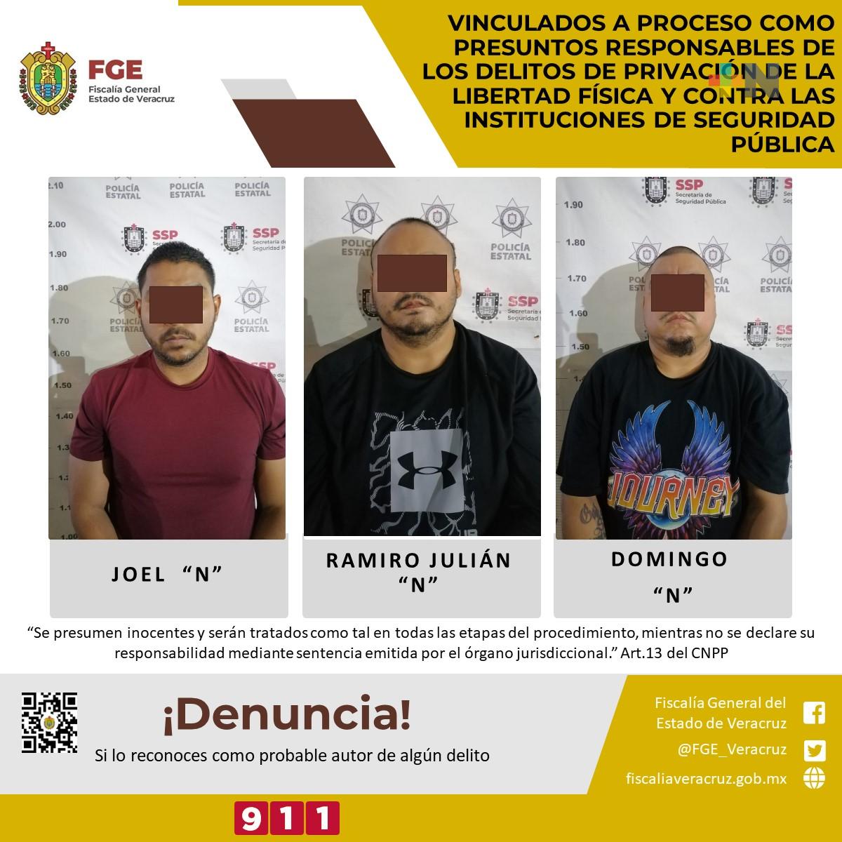 Vinculados a proceso como presuntos responsables de los delitos de privación de la libertad física y contra las instituciones de seguridad pública