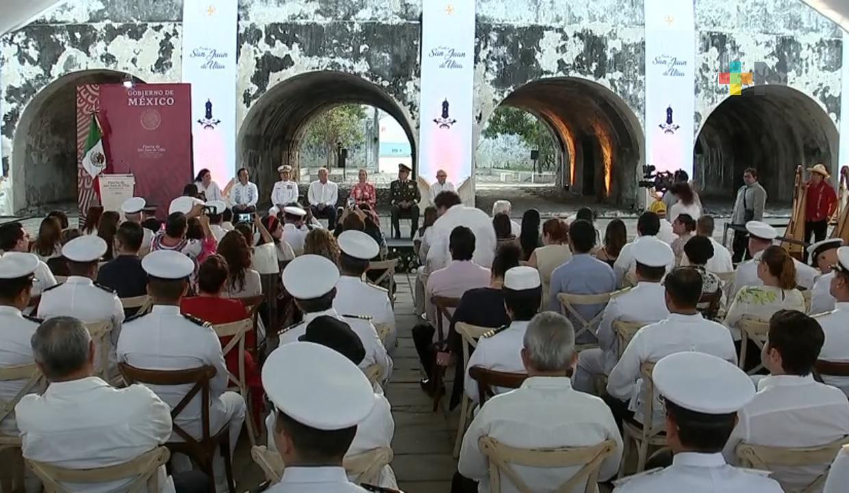 Inaugura AMLO rehabilitación del fuerte de San Juan de Ulúa