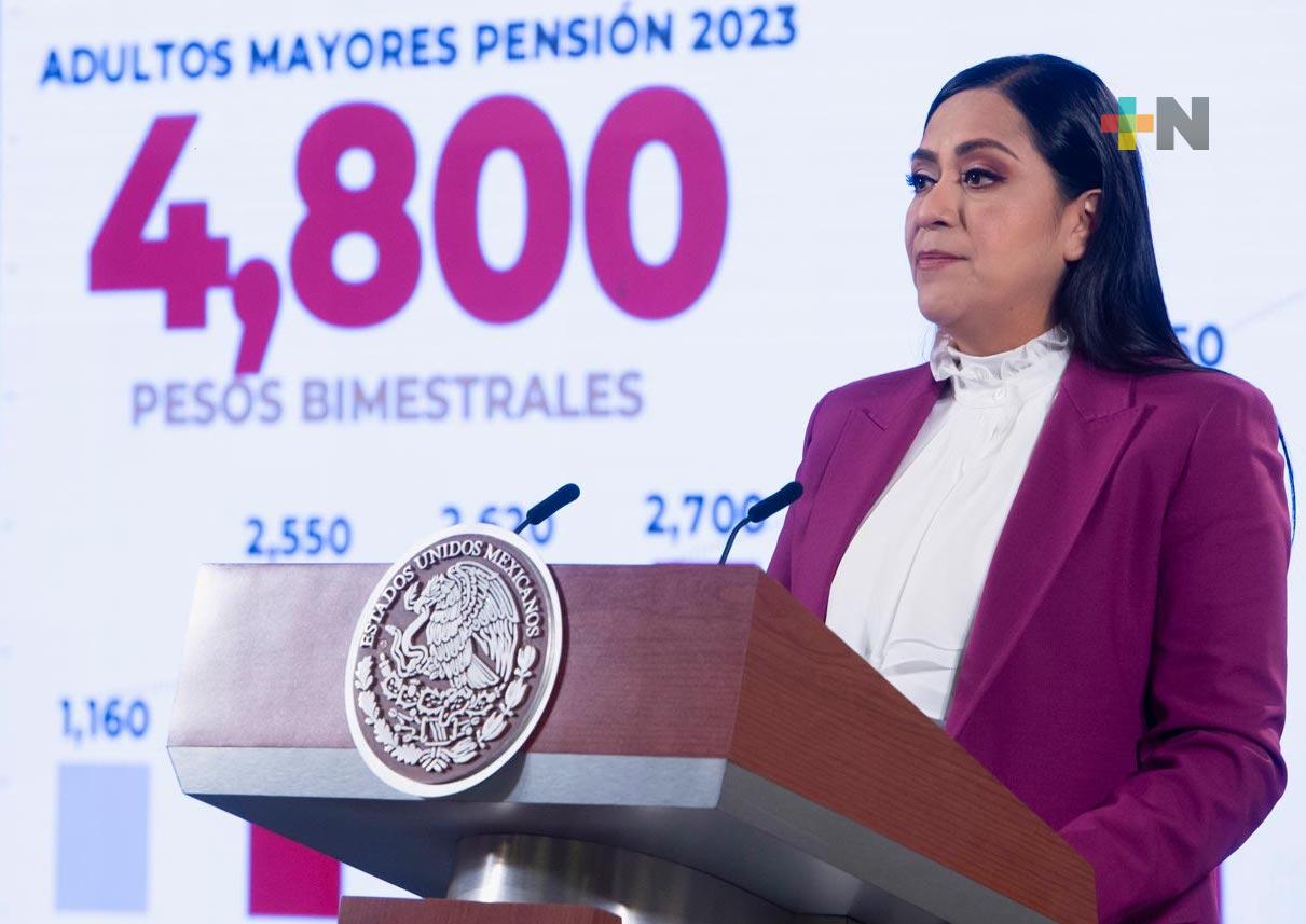 Pensión de personas adultas mayores aumenta a 4 mil 800 pesos bimestrales: Ariadna Montiel