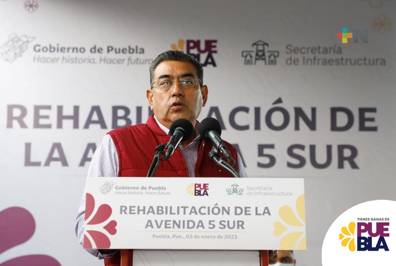 Sergio Salomón inaugura rehabilitación de la Avenida 5 Sur, en Puebla