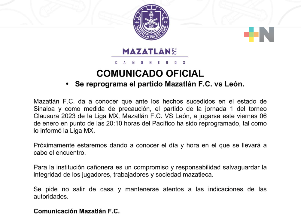 El partido Mazatlán vs. León ha sido reprogramado: Liga MX