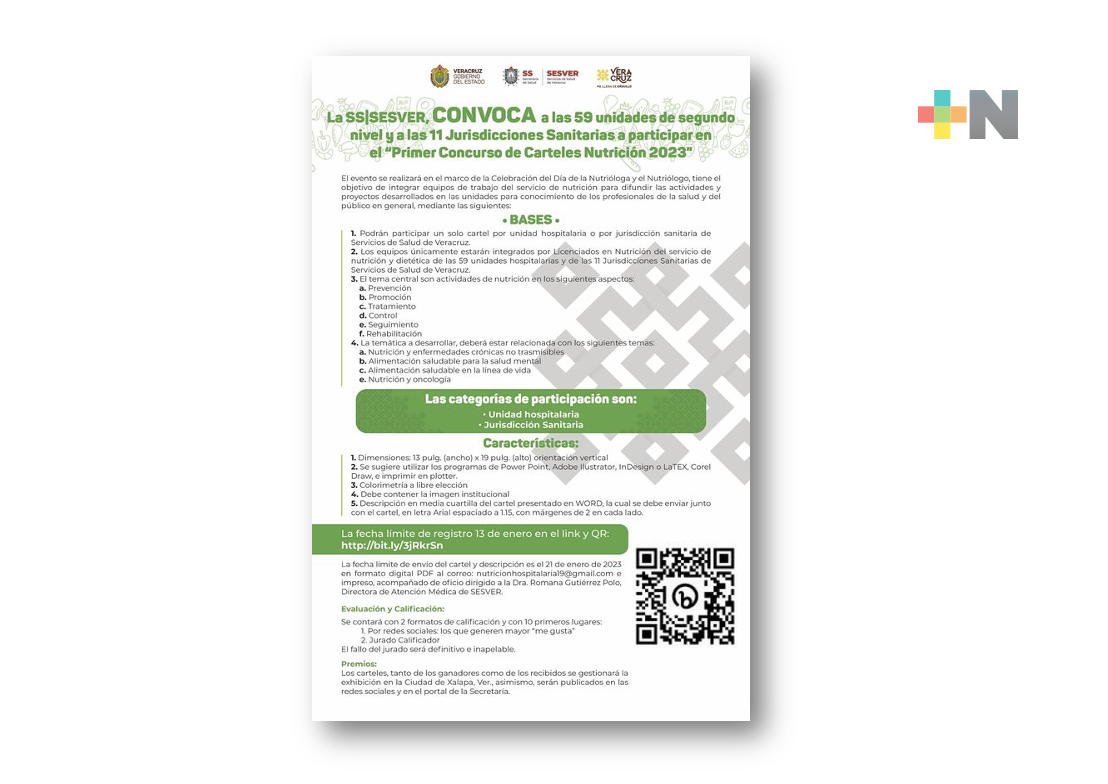 Secretaría de Salud convoca al primer Concurso de Carteles Nutrición 2023