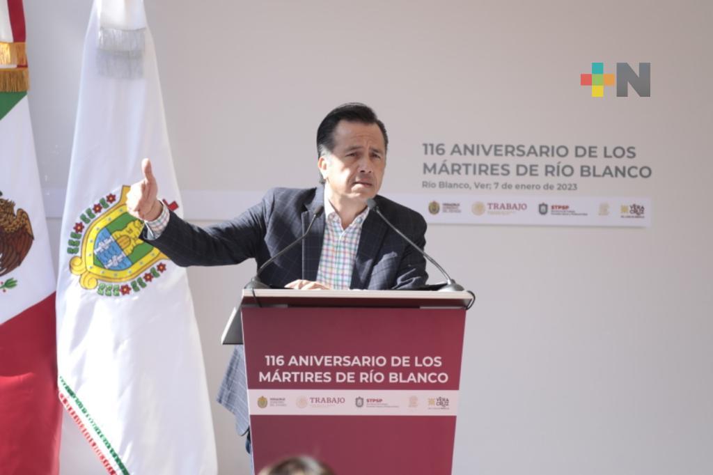 Con la transformación en materia laboral, el presidente materializa anhelos de mártires de Río Blanco: Cuitláhuac García